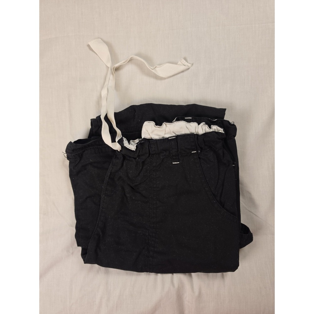 Koi Pants Womens M Black Cargo Scrub Nursing Drawstring Pockets Elastic Waist